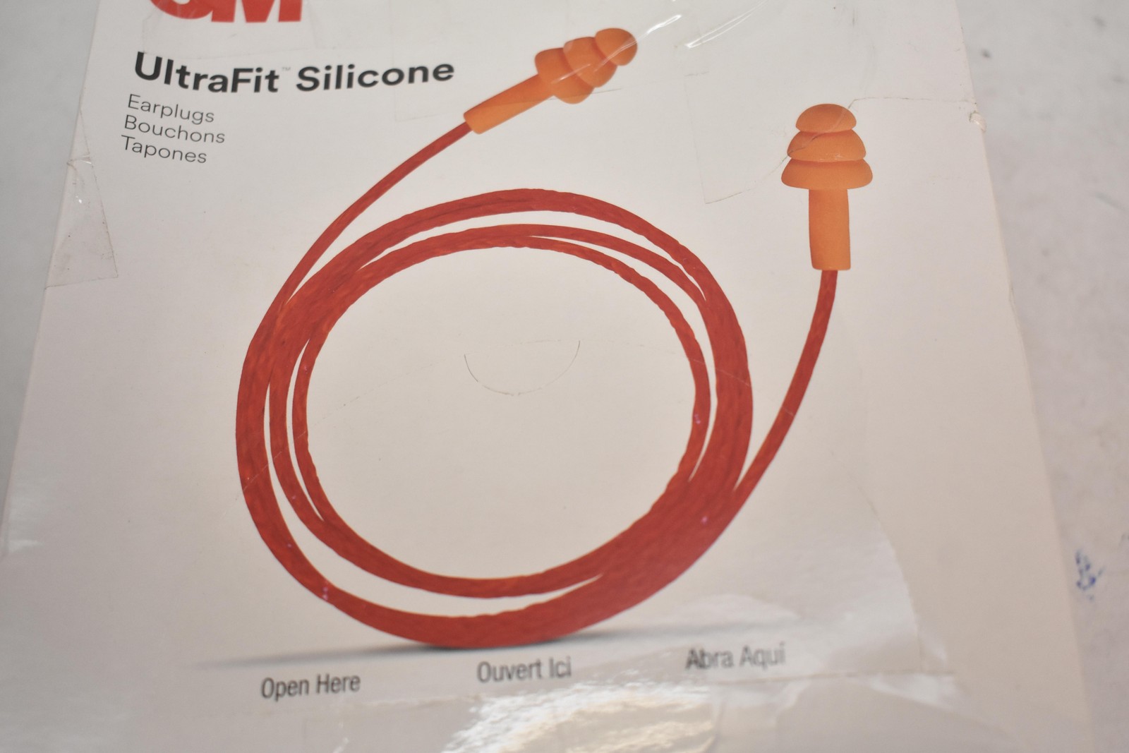 3M UltraFit Silicone Earplugs Corded 50 Count Box 340-3002 Orange Hearing