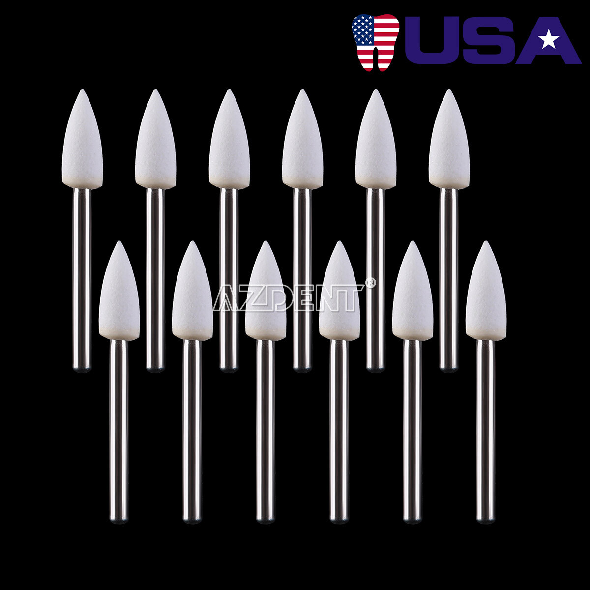 Dental White Stone Oxide Flame Composite Polish Burs Finishing Porcelain Enamel