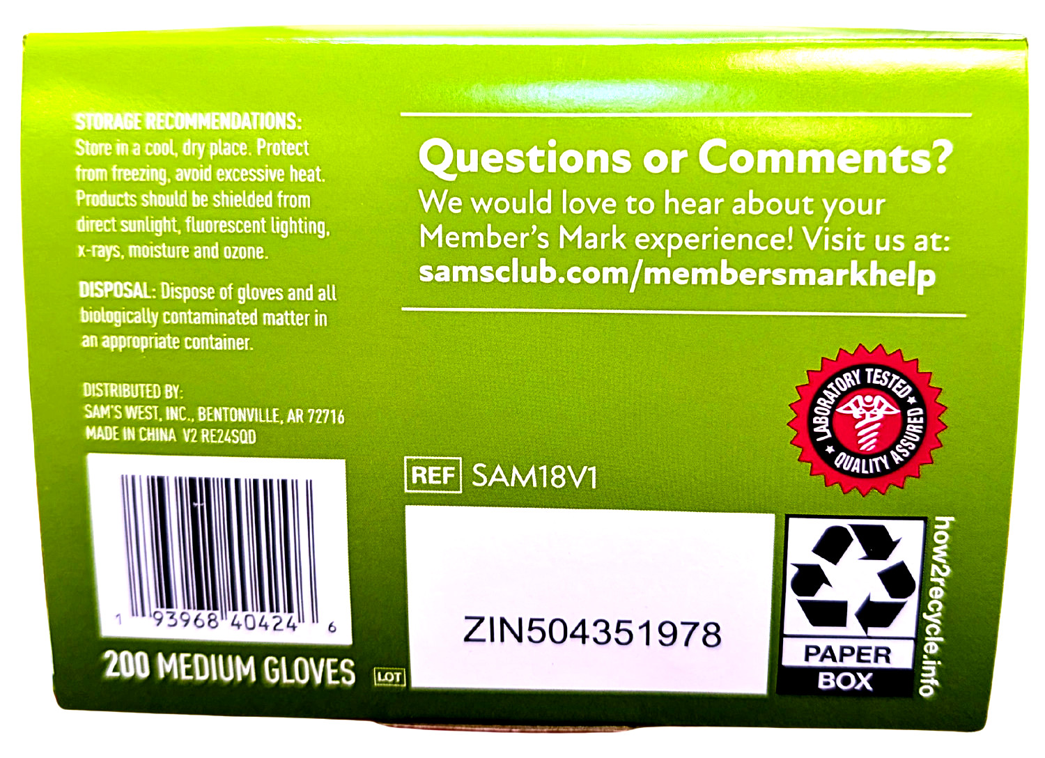 Member’s Mark Nitrile Exam Gloves Medium 200 Count
