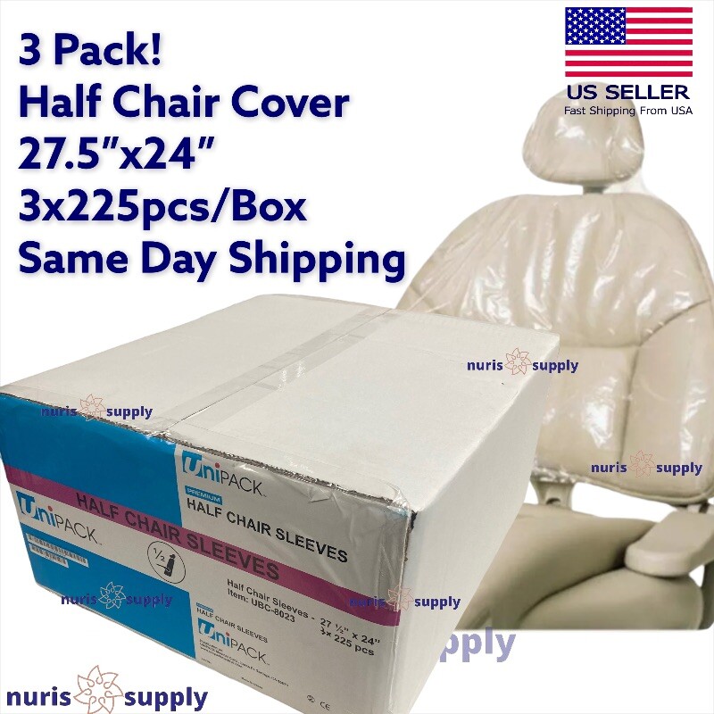 3 Pack in a Case Dental Half Chair Cover Clear Poly 27.5″x24″ 3x225pcs/Bx