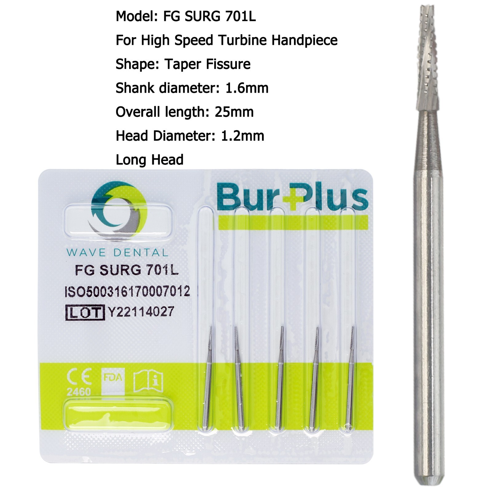 Wave Dental Surgical Carbide Burs 557 557L 702 701 Long High Speed Friction Grip