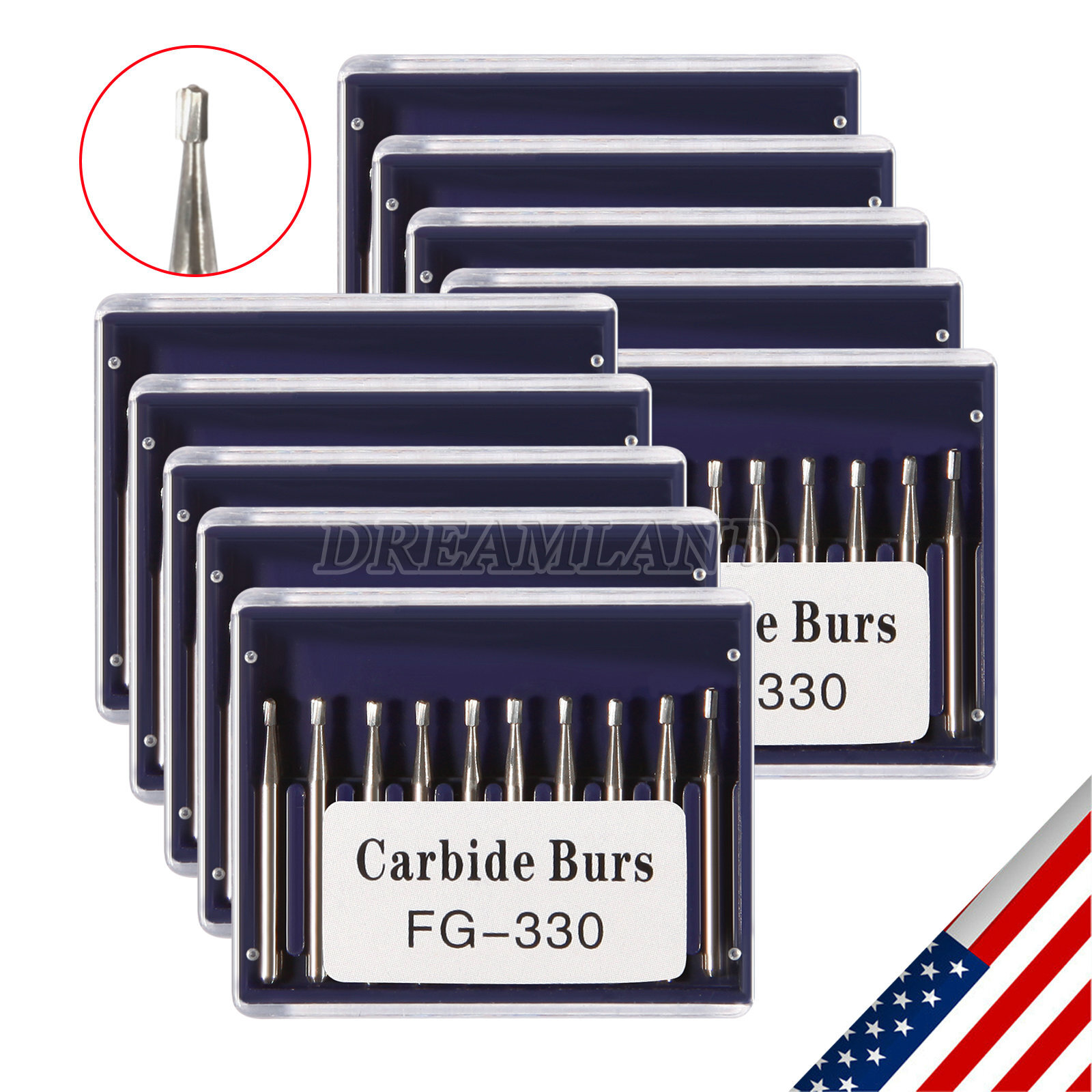 Dental Carbide Burs FG # 330 Pear for High Speed Handpiece 10 per box