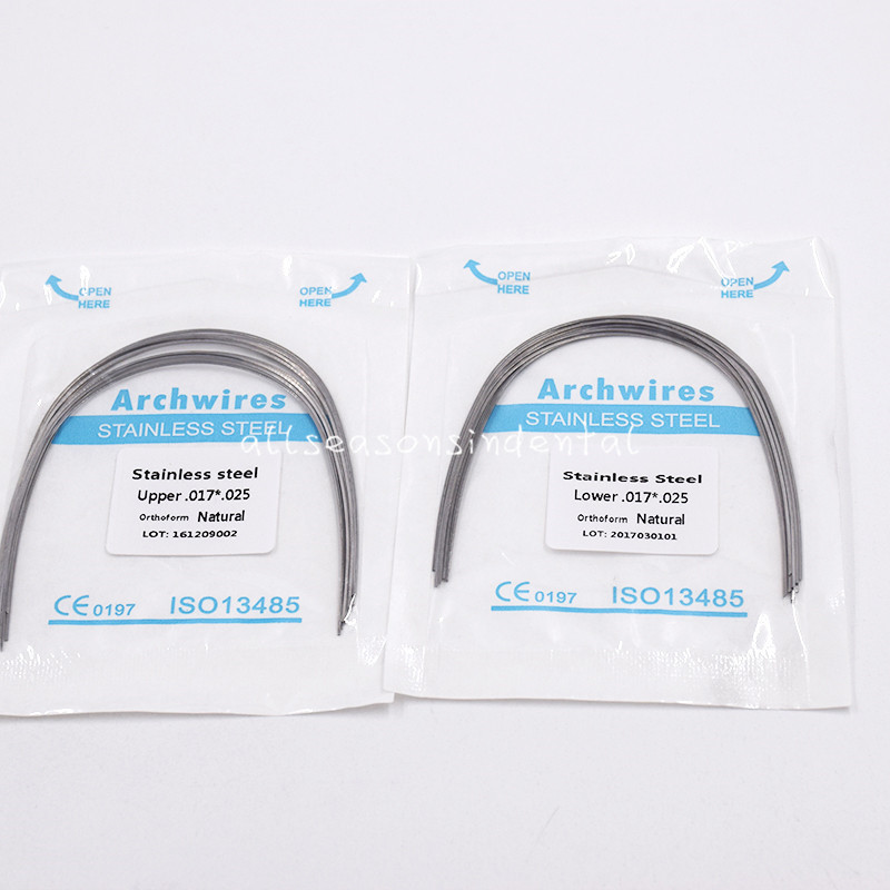 10 Pcs/Pack Dental Orthodontic Stainless Steel Arch Wires Rectangular Natural