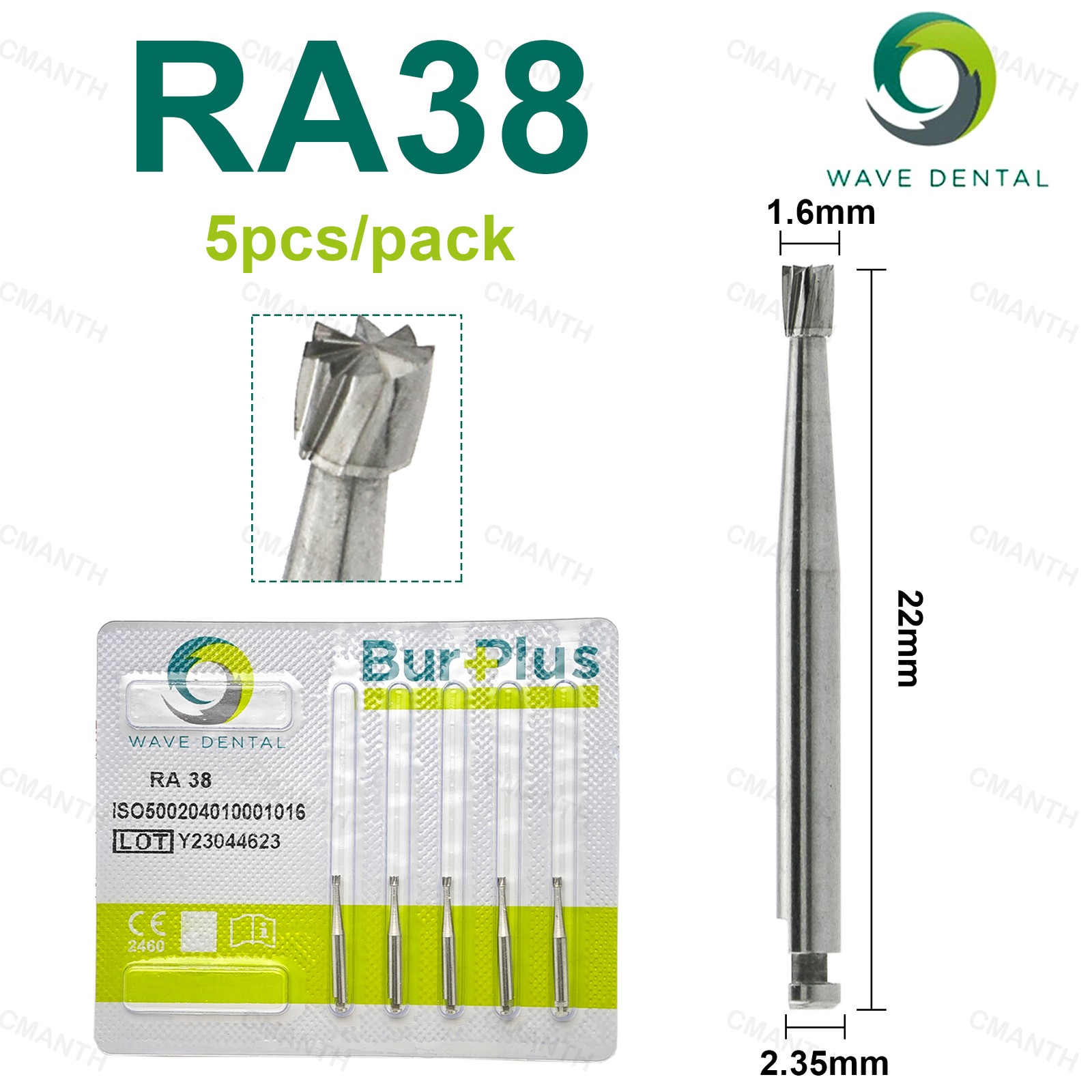 WAVE Dental Inverted Cone Bur Tungsten Carbide Burs RA For Low Speed Dia.2.35mm