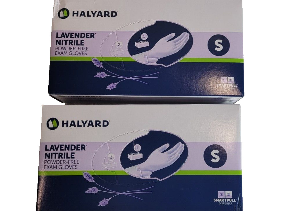 CASE OF 2 Halyard Lavender Nitrile Exam Gloves 52817 SMALL 500 GLOVES