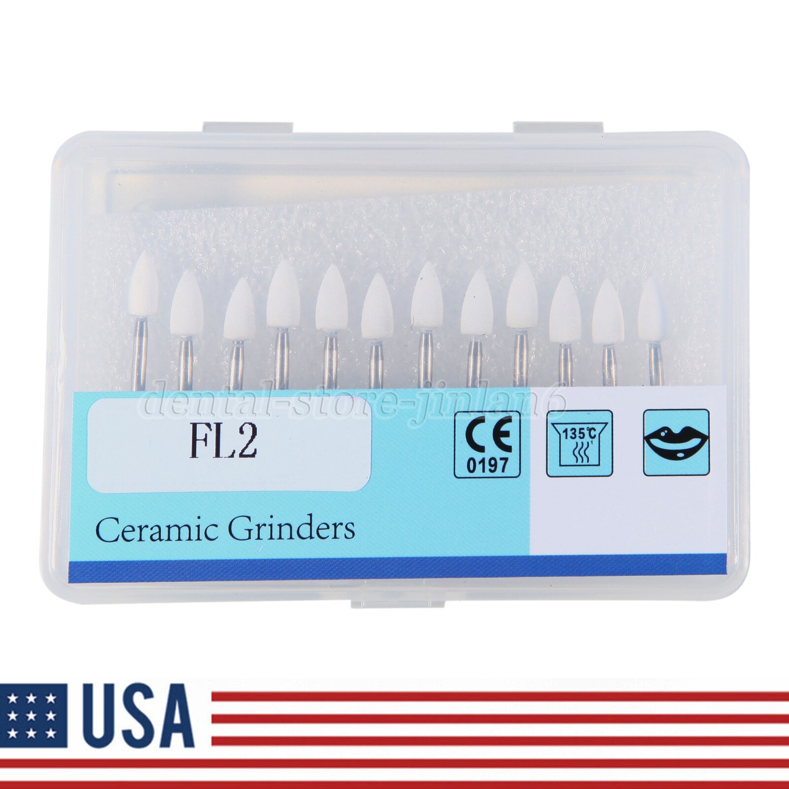 White Mounted Stone Bur FG FL3 (12 per box) Mounted Abrasion Point
