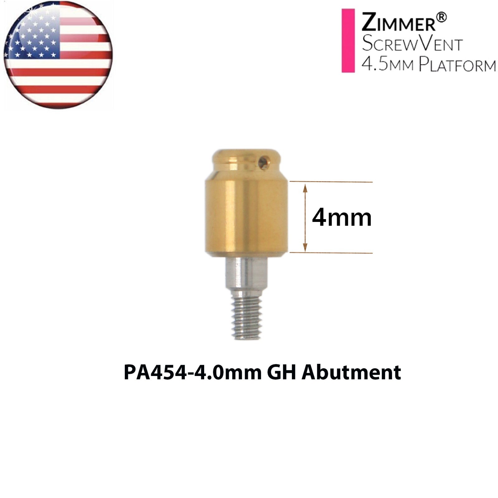 US Dental Overdenture Locator Abutment & Male Cap Kit for Zimmer Ø4.5mm Platform