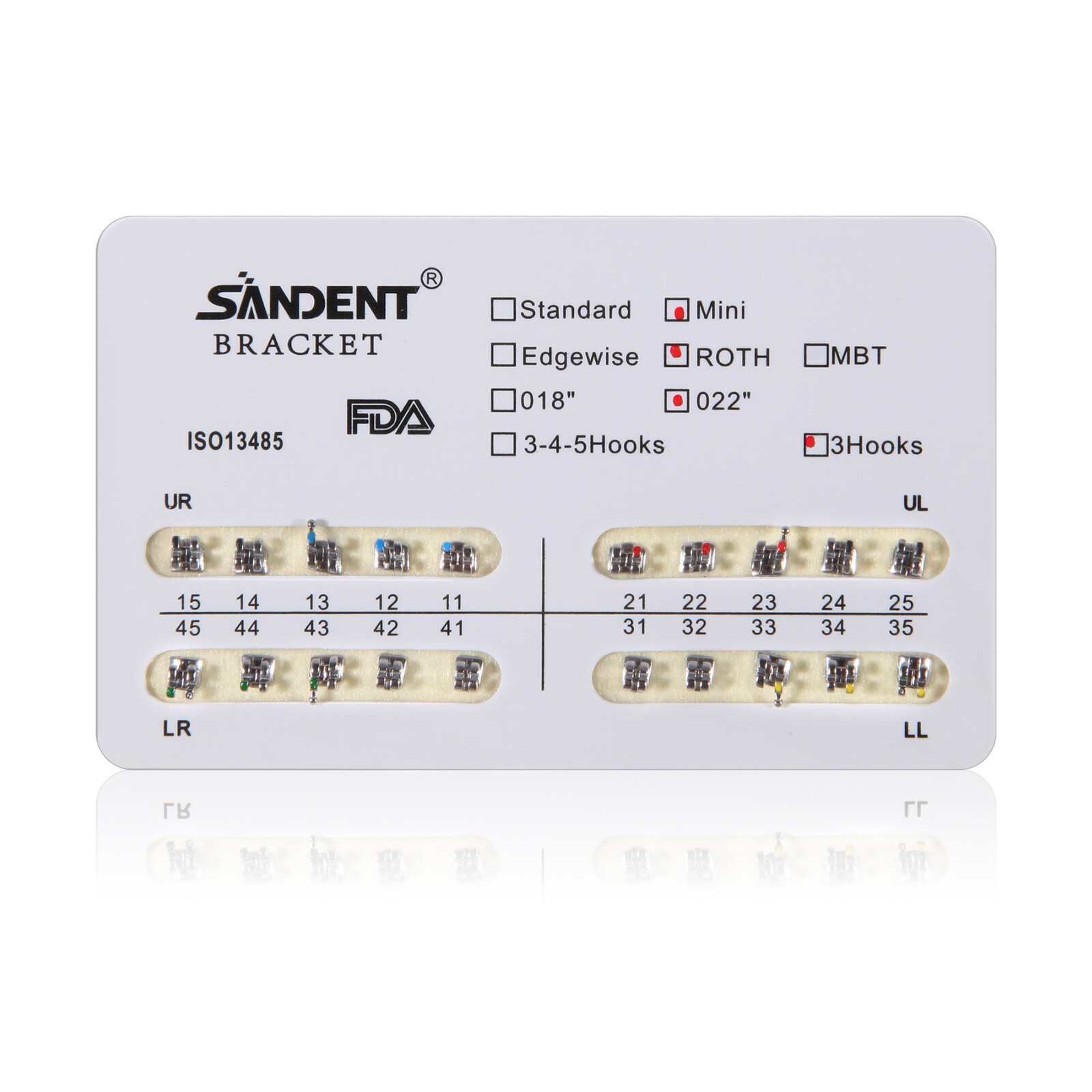 10 Packs SANDENT Dental Orthodontic Brackets Braces Mini Roth 022″Slot 3 Hooks