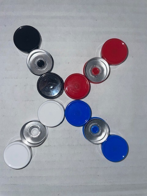 20mm Aluminum Shiny Flip Off Serum Vial Seals + Rubber plugs 1000