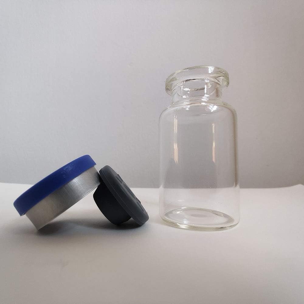 100Pcs 10Ml Vials-Glass Clear Bottom Headspace Vial with Plastic-Aluminum Flip o