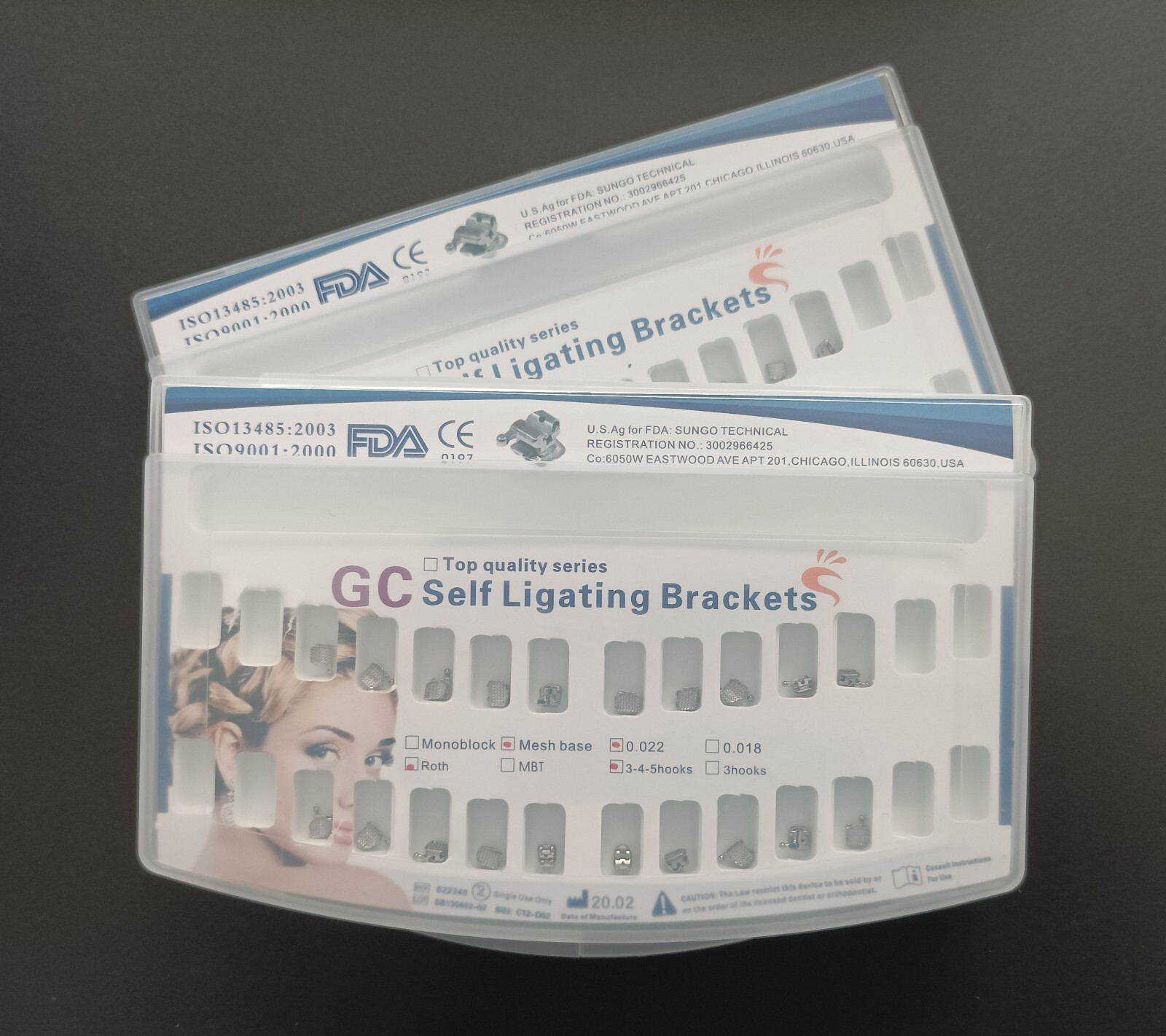 Dental Orthodontic Active Self Ligating Brackets Roth 022 Hooks 345 Mesh Base