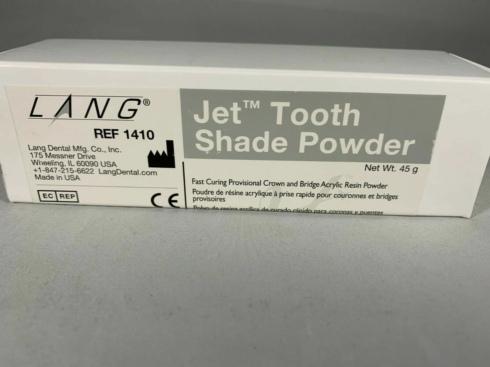 Lang Jet Tooth Shade Fast Curing C&B Acrylic Resin Powder (45g) Dental