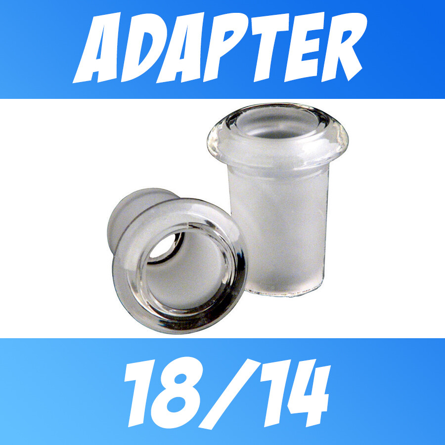 Scientific Glass Joint Adapter Reducer Converter 18mm Male to 14mm Female Stubby