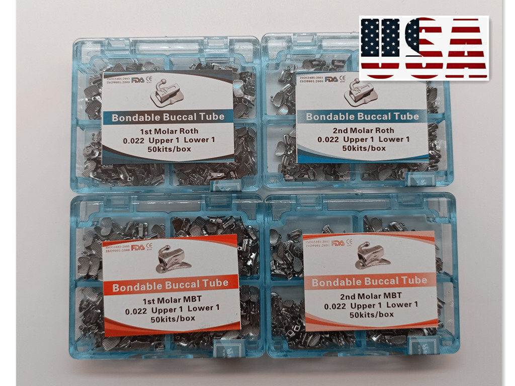 50Set Dental Ortho Bondable Buccal Tubes 1st 2nd Molar Roth/MBT 022 Mesh Base