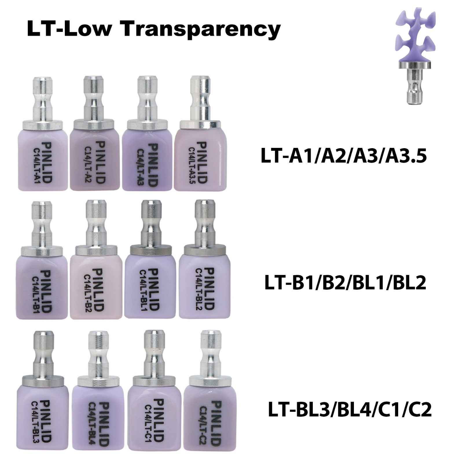 US C14 Emax Glass Ceramic Blocks HT LT Lithium Disilicate CAD/CAM Cerec 5Pcs/Box
