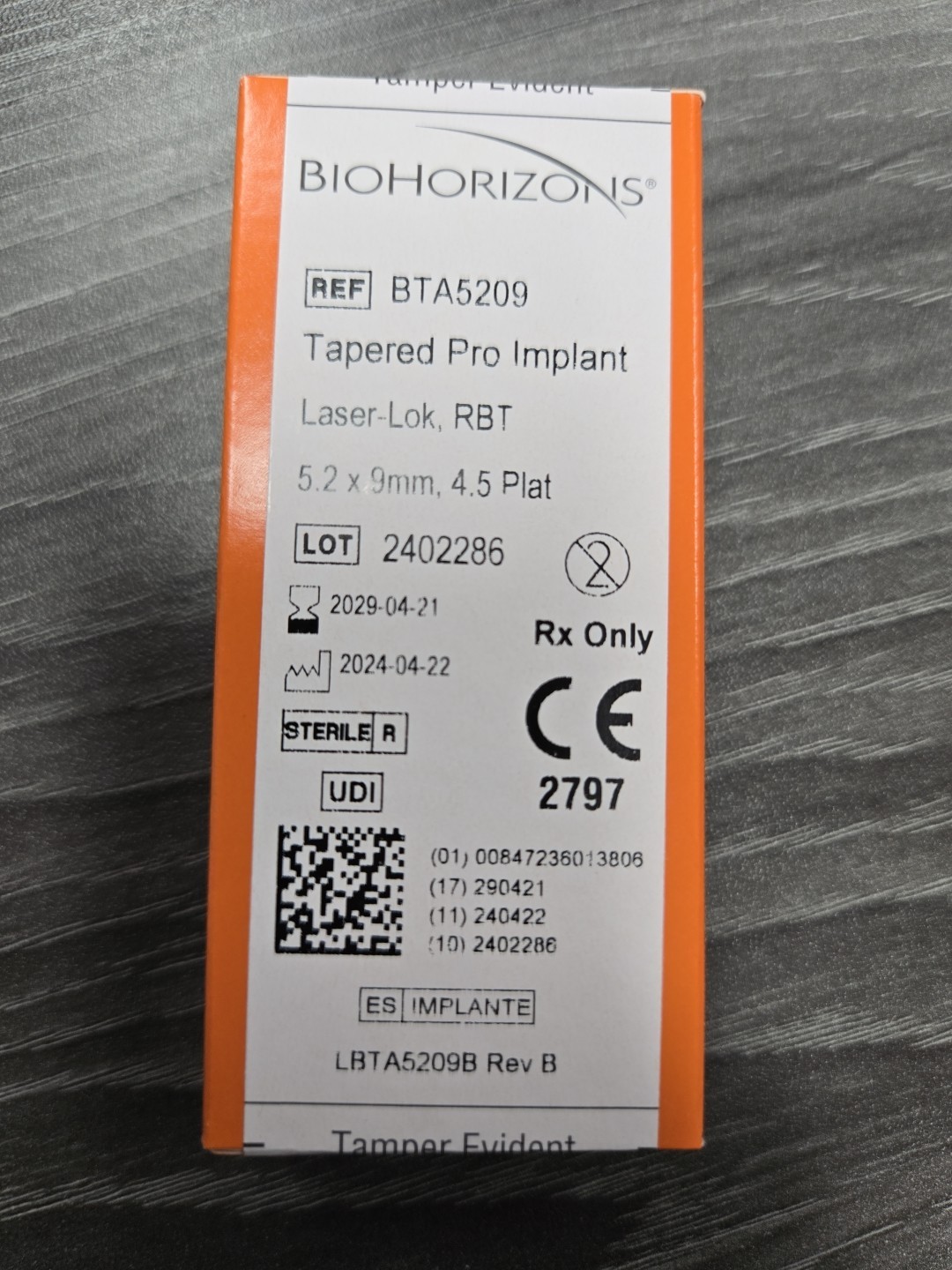 New BioHorizons Tapered Pro Implant – 5.2 x 9mm
