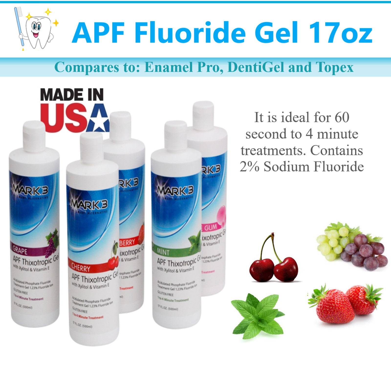 Dental Oral Fluoride Gel 60 Second 16 Oz 1.23% APF Fluoride Gel, Exp 11/2024