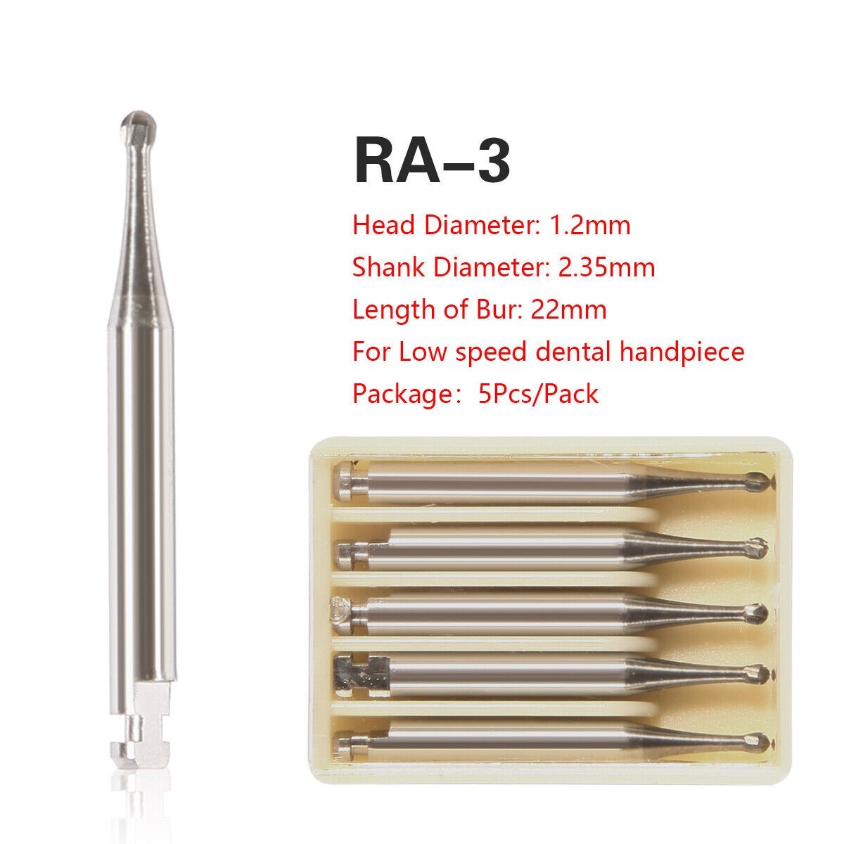 Dental Round Latch Carbide Bur RA 1 2 3 4 5 6 7 8 For Slow Speed 5Pcs/Box