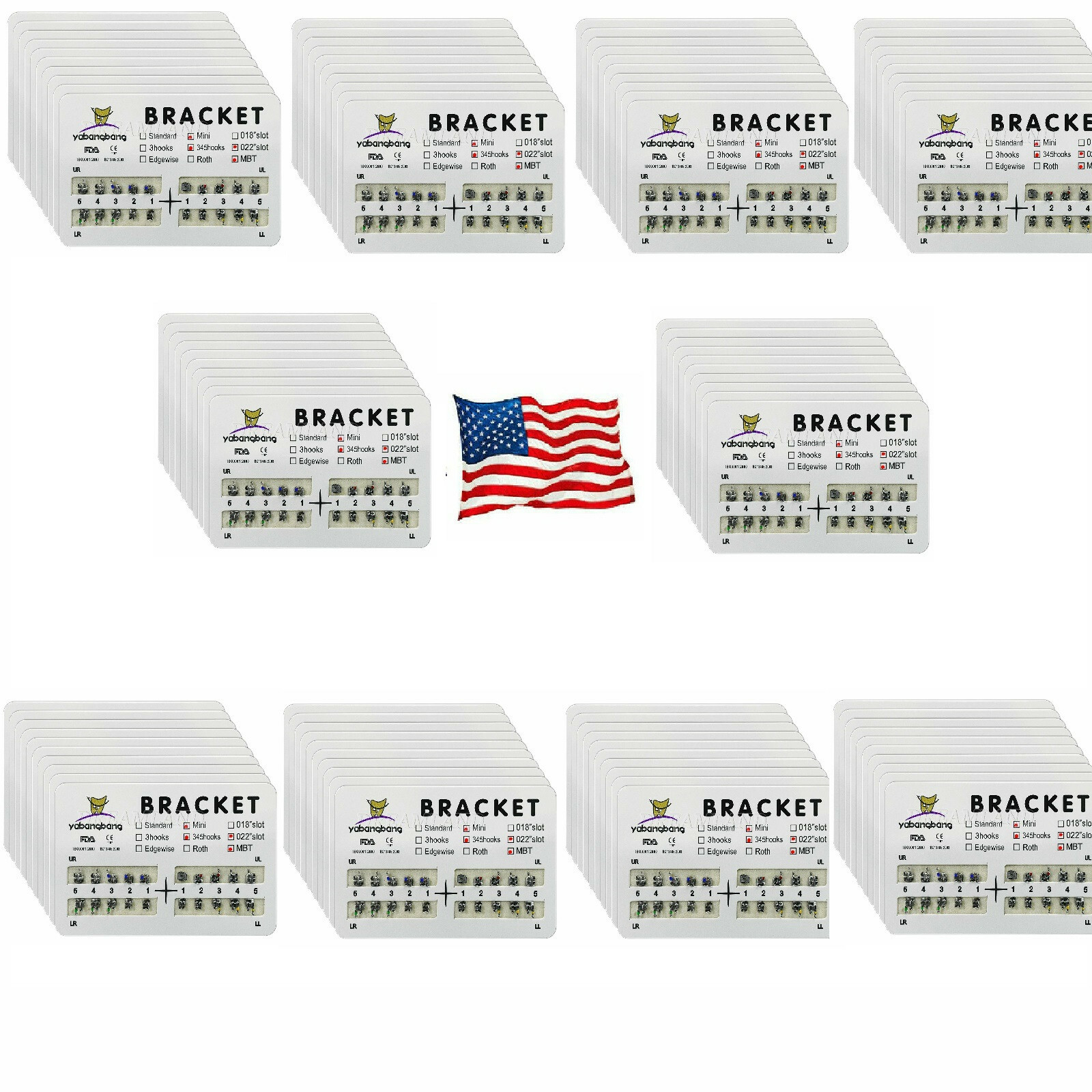 100 pack Dental Orthodontic Metal Bracket Mini MBT 0.22″Slot 345 Hooks #1 USA