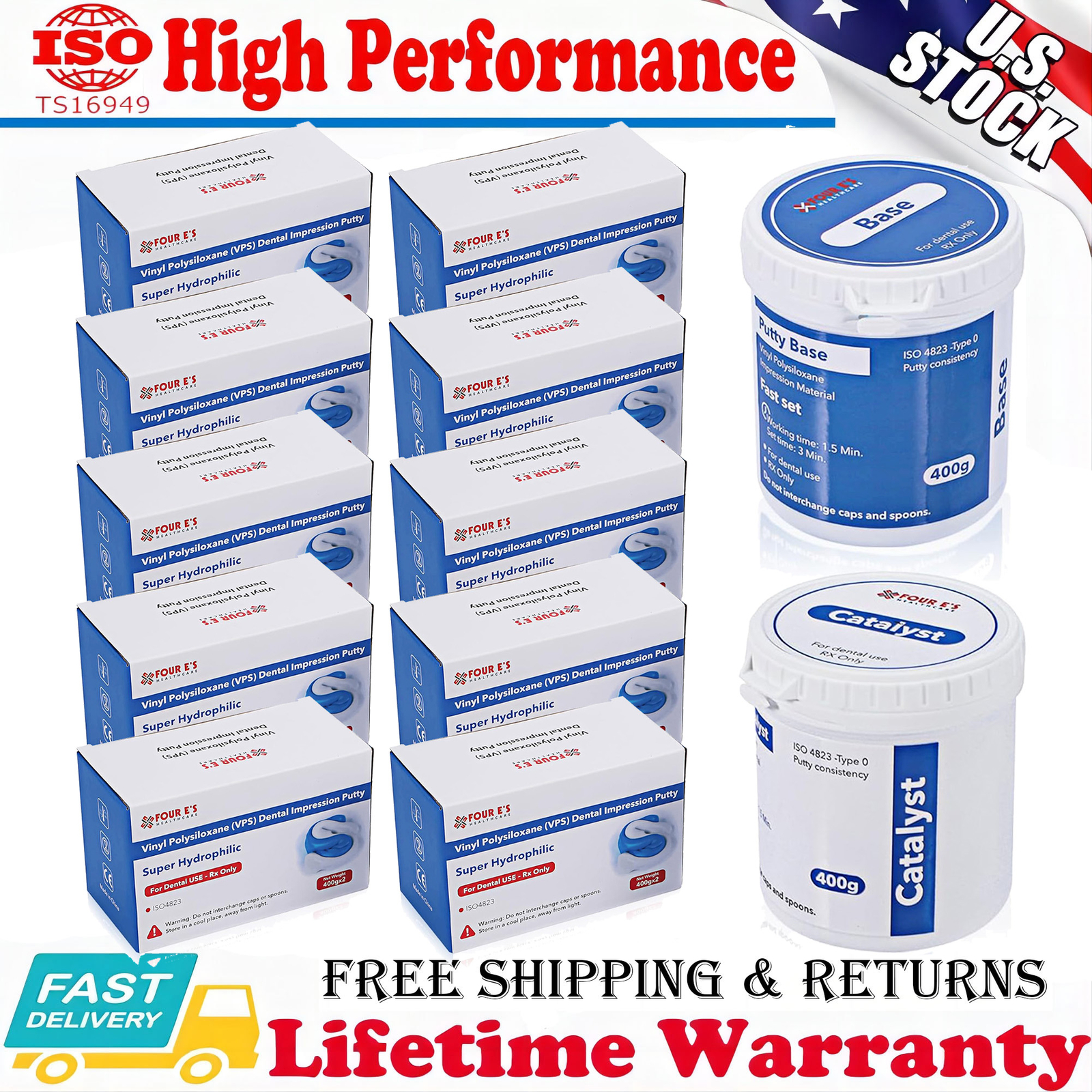 10Packs Dental Putty Fast Set PVS VPS Impression Material Mint Base 20 x 400g US