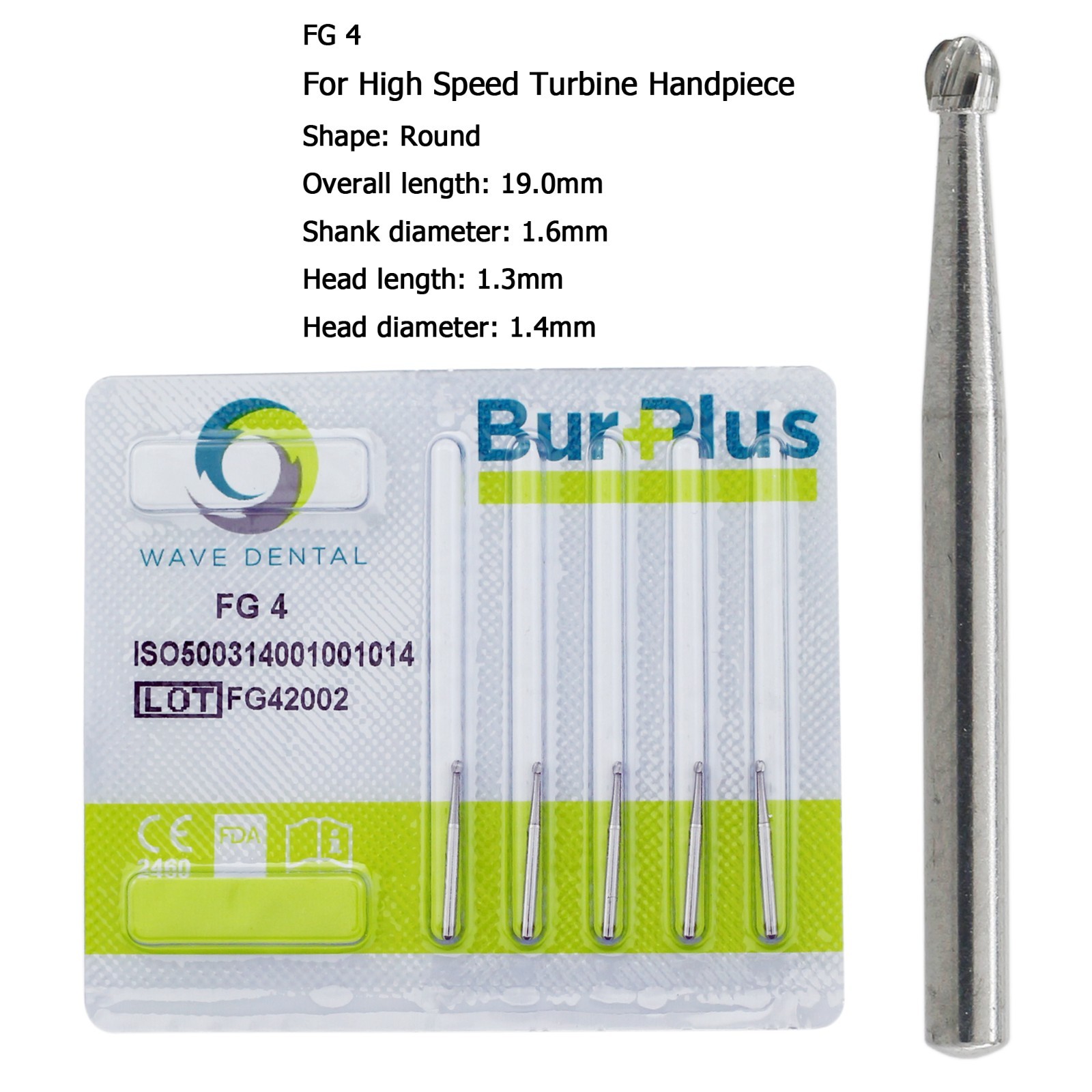 WAVE Dental Round Surgical Burs Carbide Bur High Speed Long FG / FG SURG 2 4 6 8