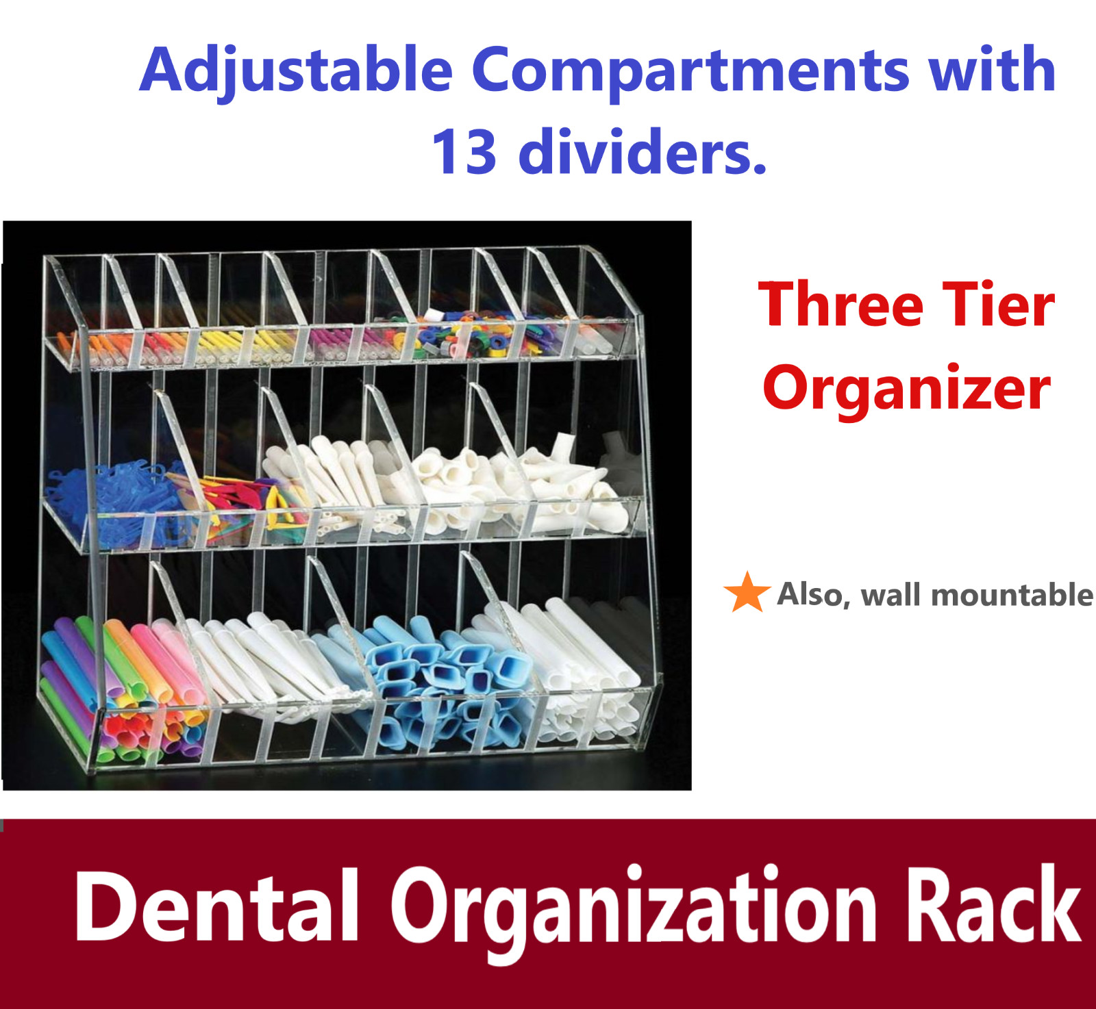 Dental Organization Rack For Saliva Ejectors, Storgage Dental Items HVE Tips