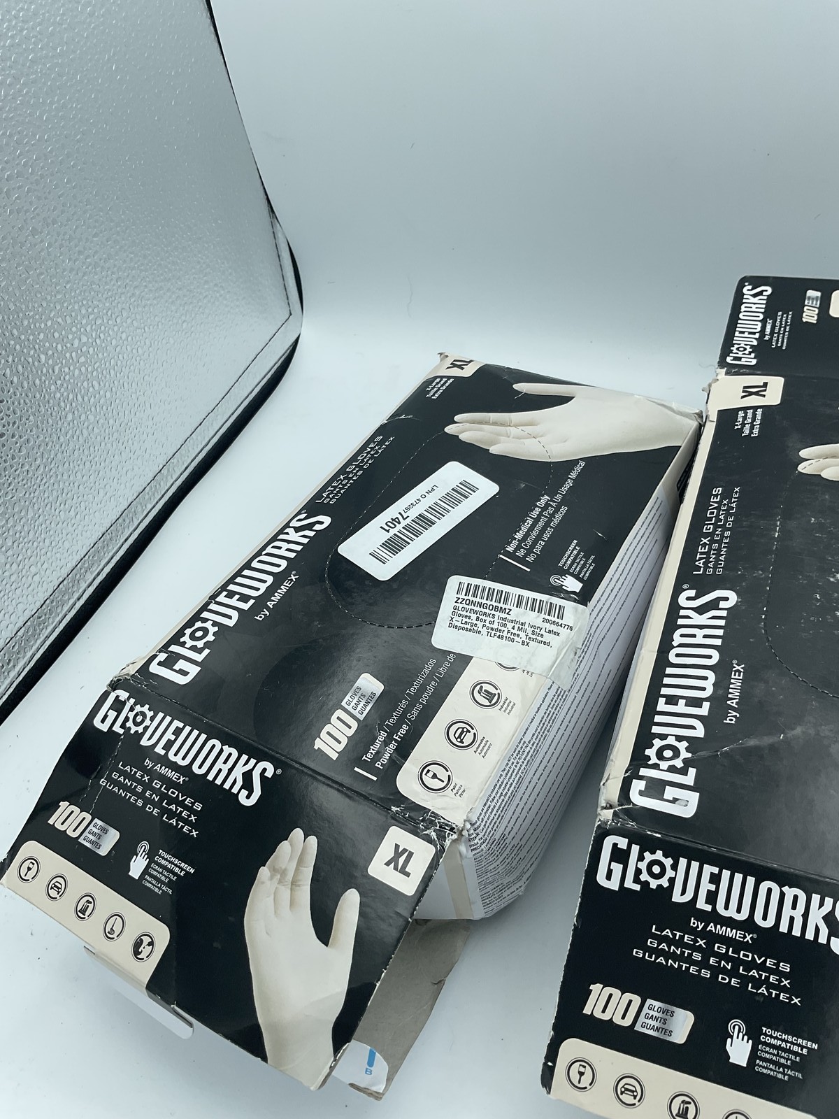 GLOVEWORKS by AMMEX XL Latex Gloves Powder Free Textured 2 Boxes 200 Total