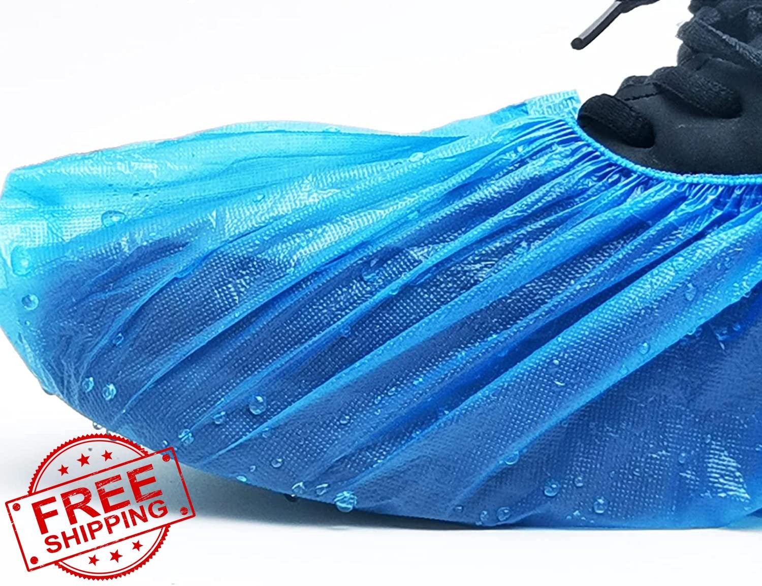 QIANSOU Disposable Shoe Covers 100 Pack Waterproof Durable Indoor