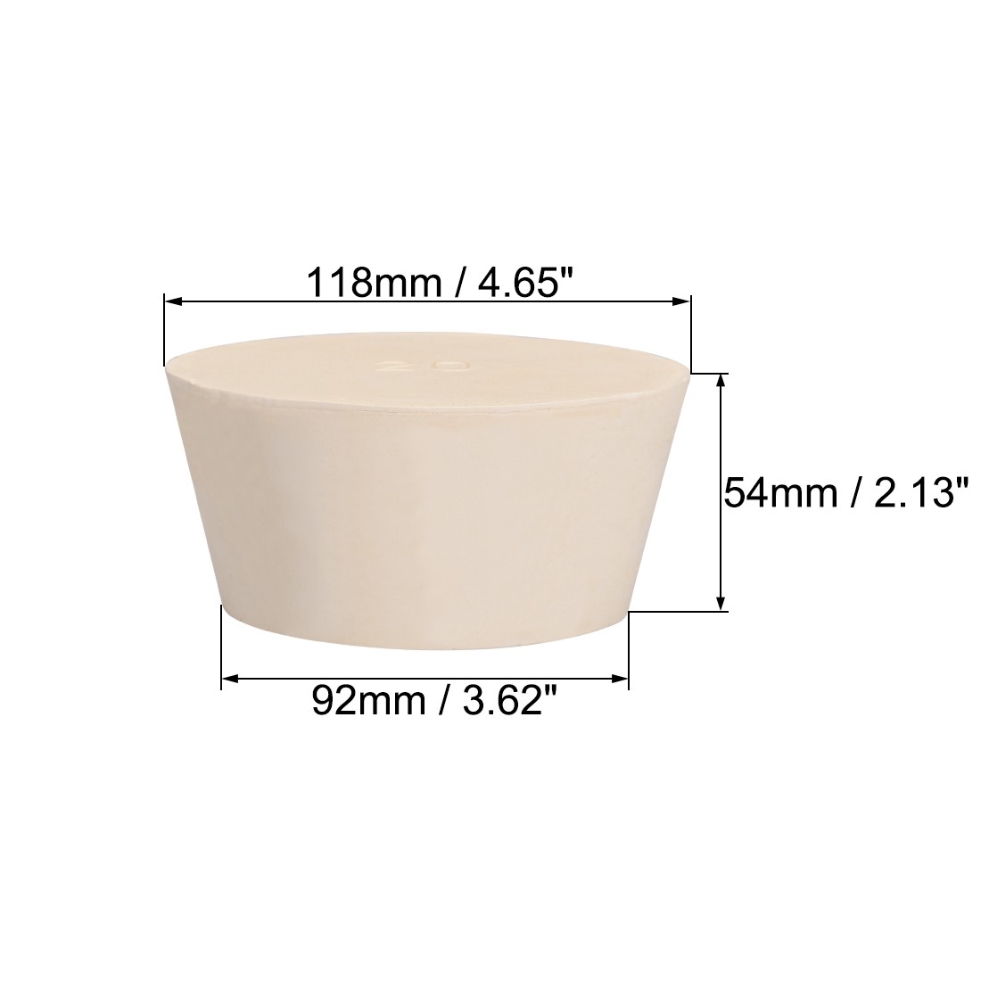White Tapered Shaped Solid Rubber Stopper for Lab Tube Stopper Size 20