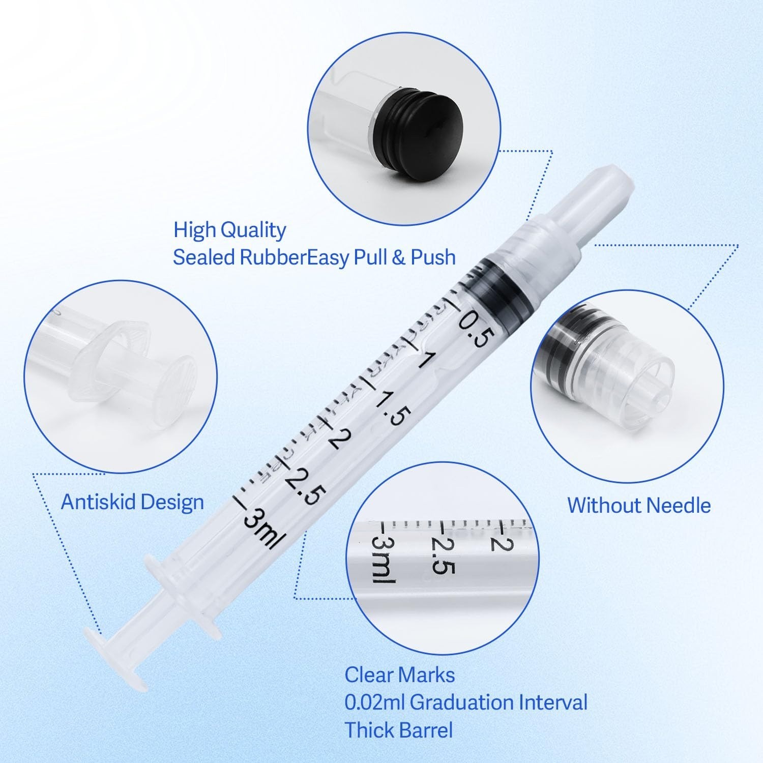 3ml Luer Lock Syringes Without Needles – 30 Pack, Disposable, Sterile