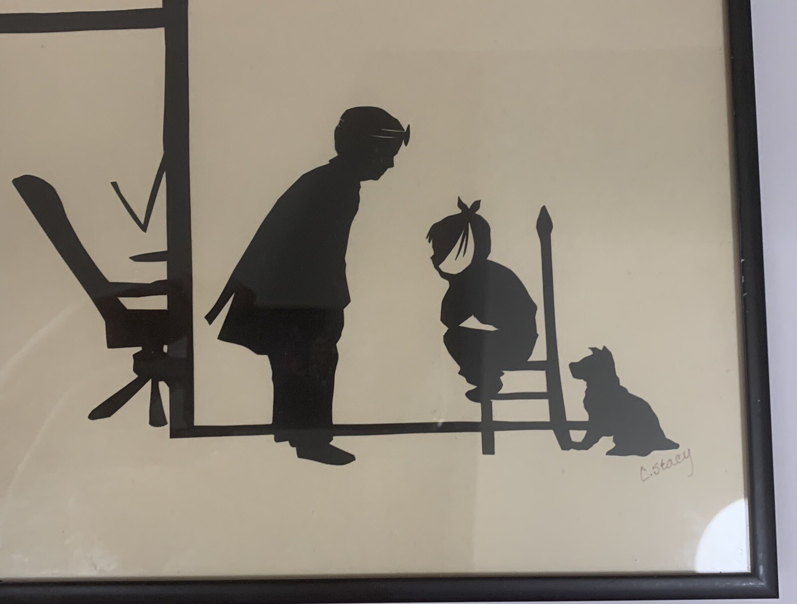 Dentist Office Picture Silhouette Cutting Paper Artwork Original Signed & Framed