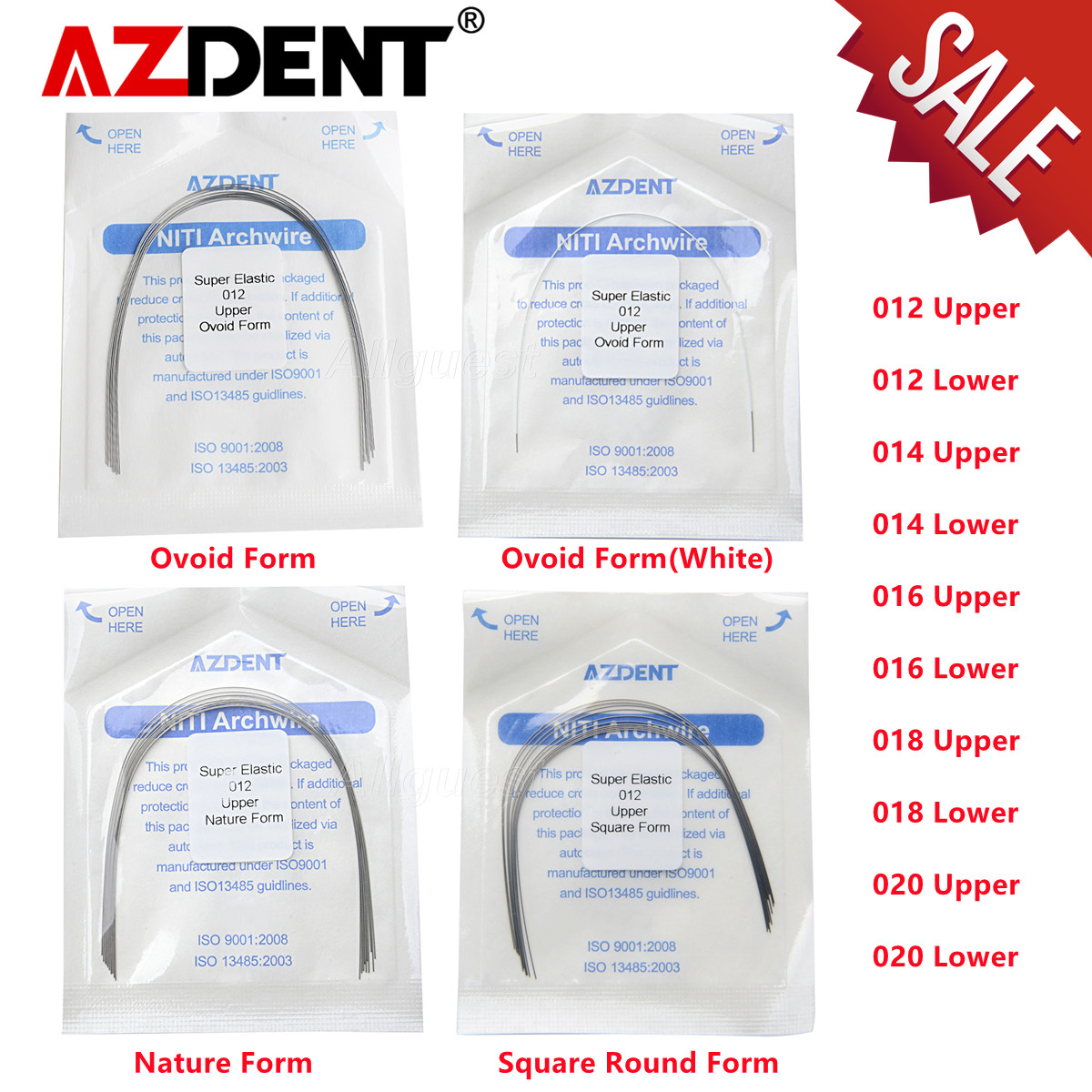 AZDENT Dental Orthodontic Super Elastic Niti Arch Wire Ovoid/Nature/Square Round