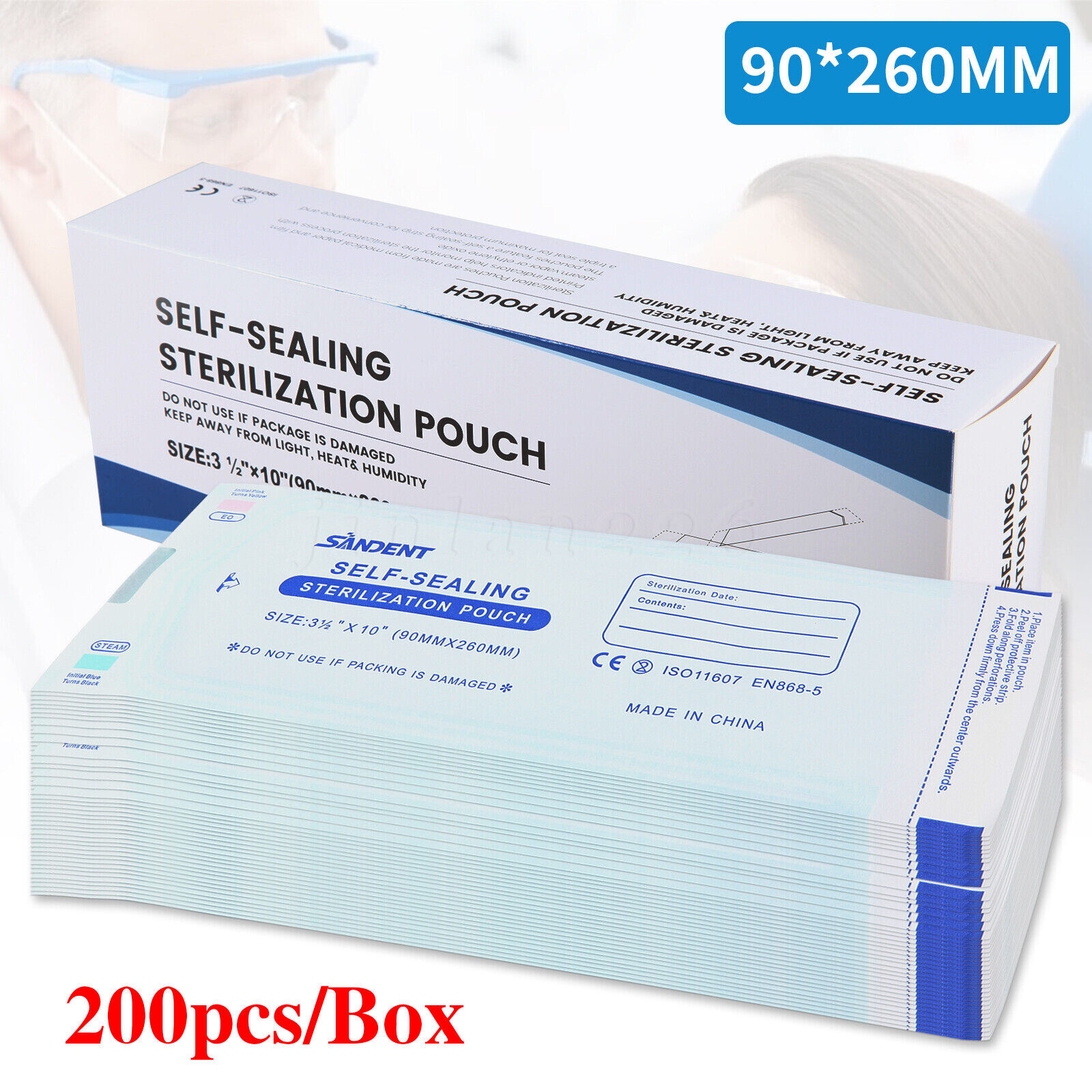 3.5″ X 10″ Self Sterilization Pouches Autoclave Pouch, Sterilizer Bags Dental US