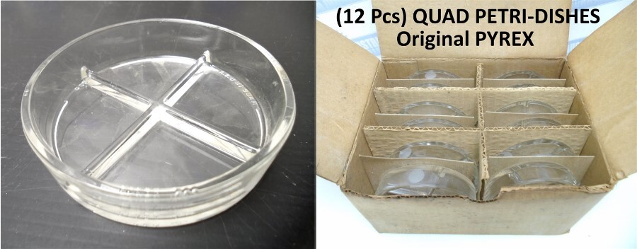 (12) Original PYREX – 3163-100 – QUADRANT PETRI-DISH 100mm x 22mm – Borosilicate