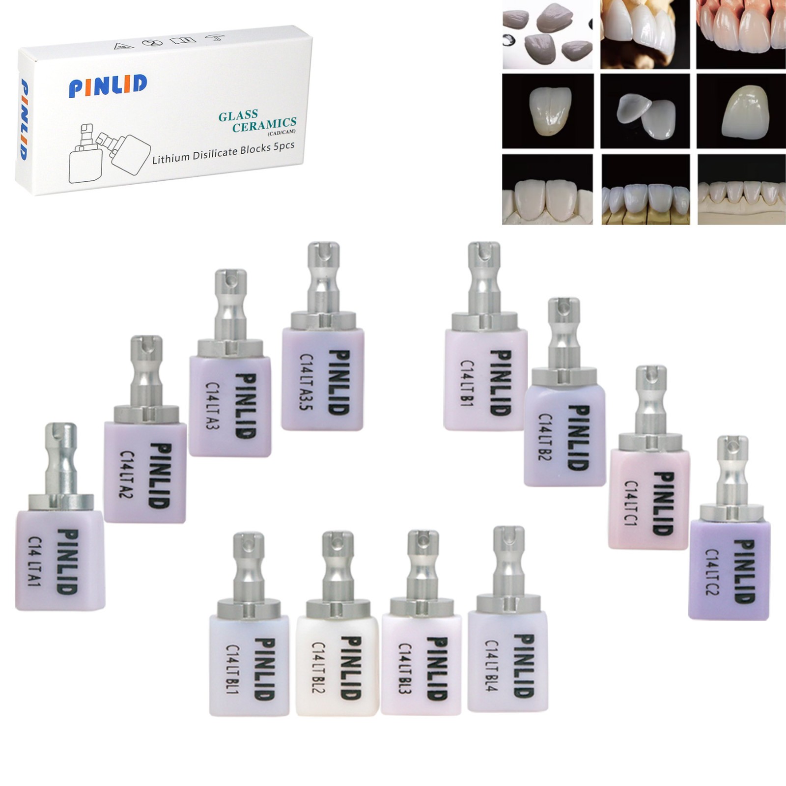 Dental lithium disilicate glass-ceramic C14 HT/LT InLab IPS e.max CAD/CAM Blocks