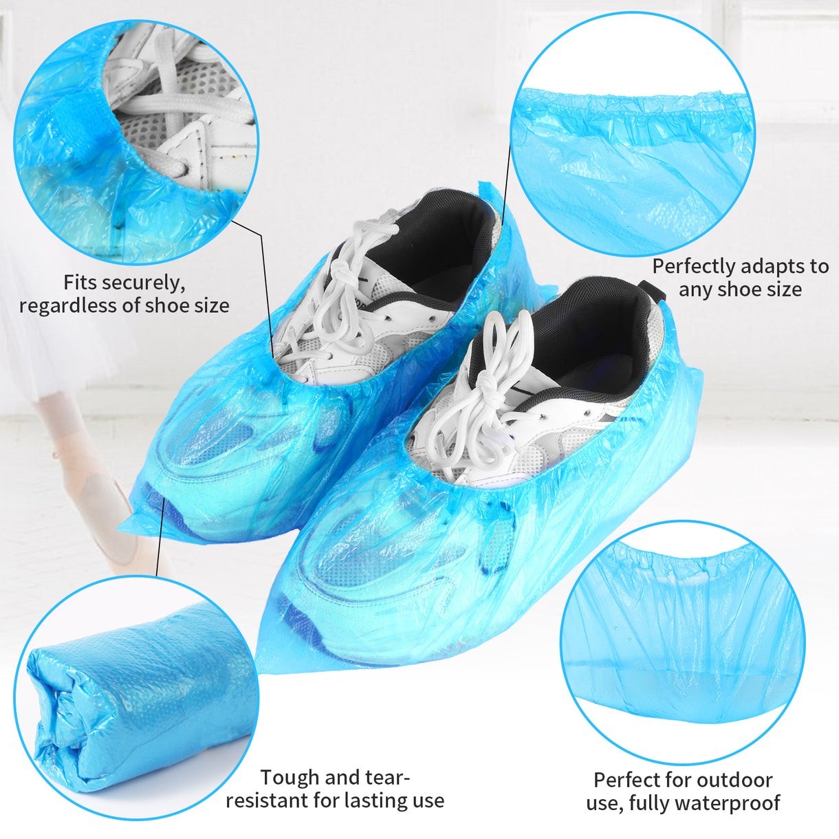 Waterproof Shoe Covers Disposable (50 Pairs) Non-Slip Fits US 13 Men’s Boots