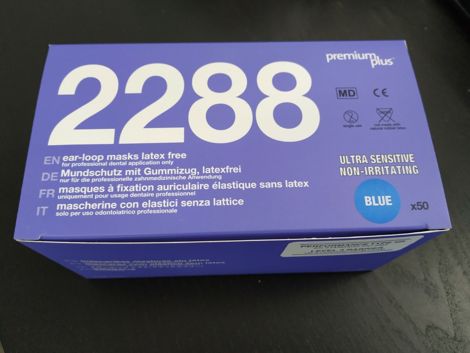 Disposable Face Masks 3 Ply (BFE 99%) Ear-Loop Blue color 50 pcs