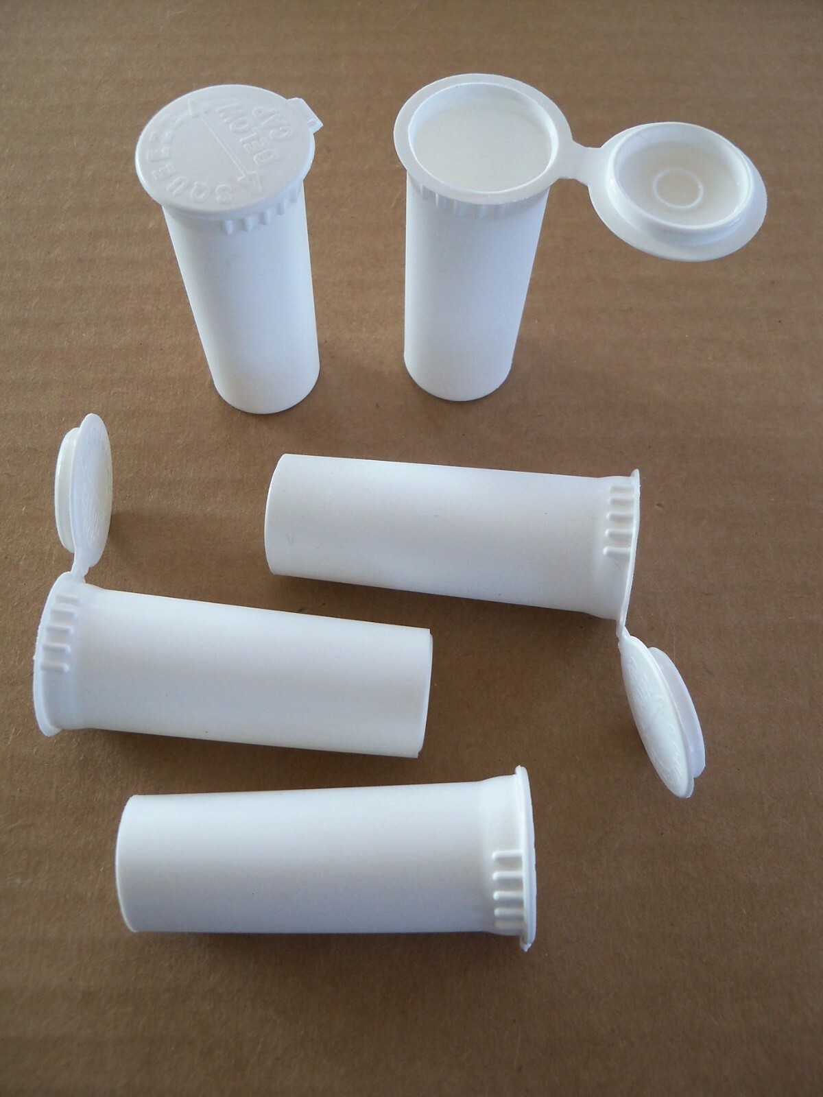 Pack of 5 Cooljarz 63mm Pop-Top Child Resistant Plastic Storage Tube Vial 18ml