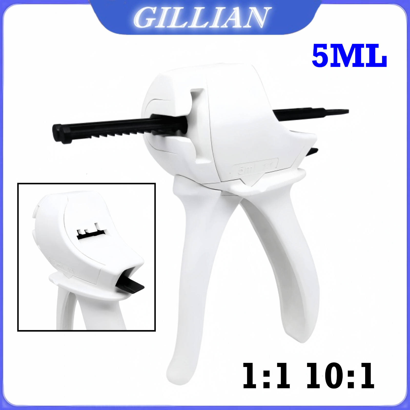 Dental Activa-Spenser Type Dispenser Gun For 5Ml 1:1/10:1 Automix Syringe Cement