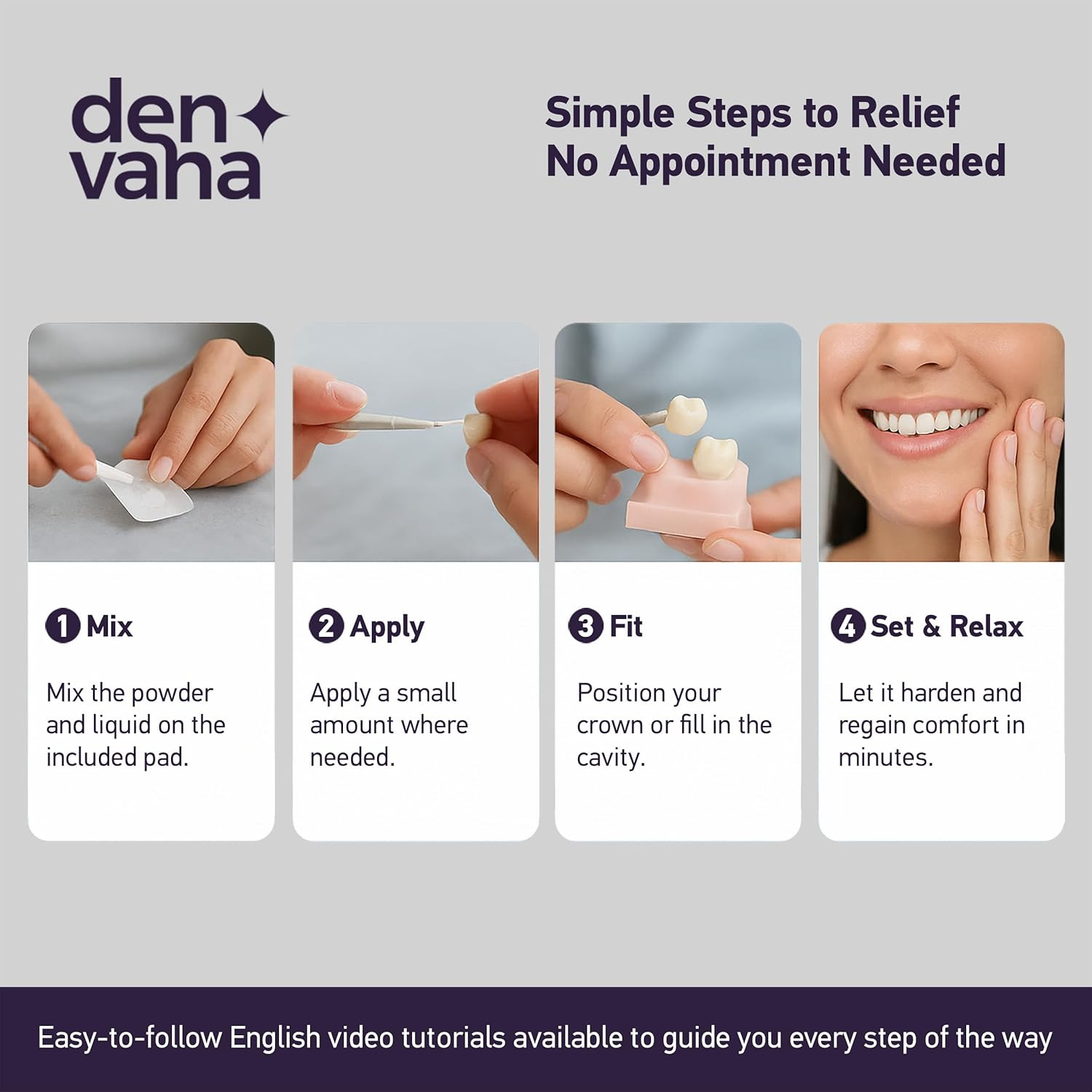 Dental Cement Kit – Zinc Oxide Eugenol Temporary Filling & Crown Repair | Tooth