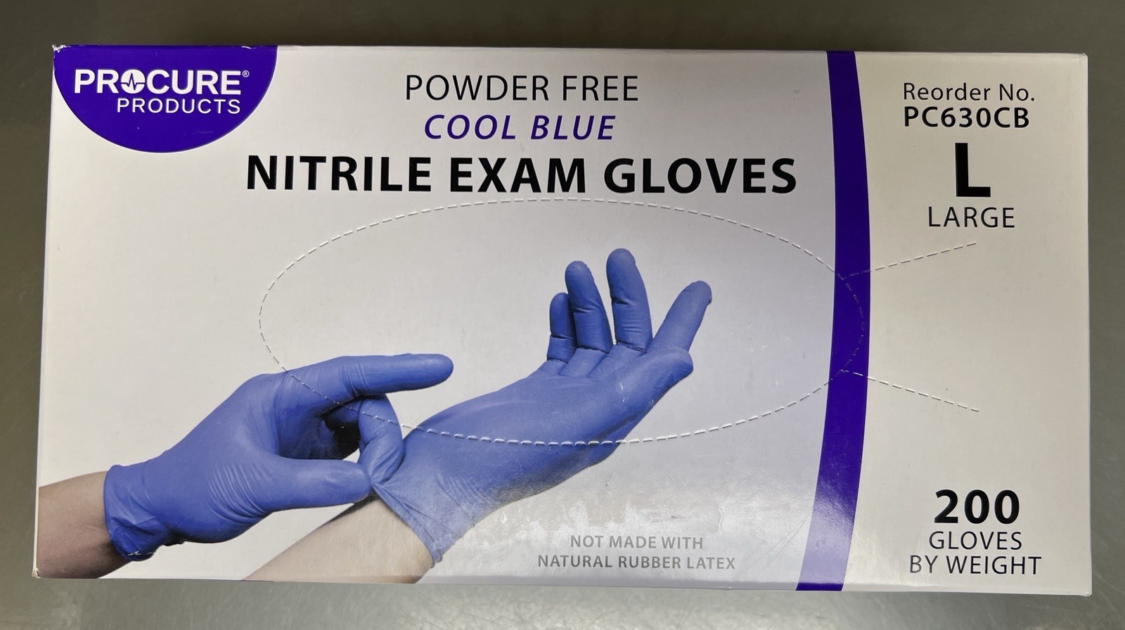 Procure Nitrile Exam Gloves #PC630CB, Powder Free, Blue, Large, 1 Box – Qty 200