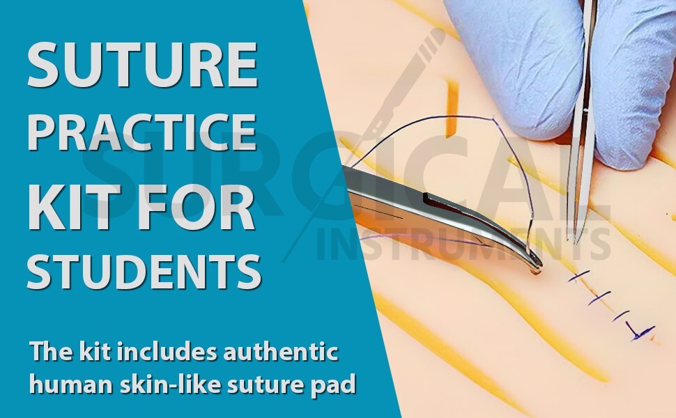 15 Piece Practice Suture Kit Set for Medical and Veterinary Student Training