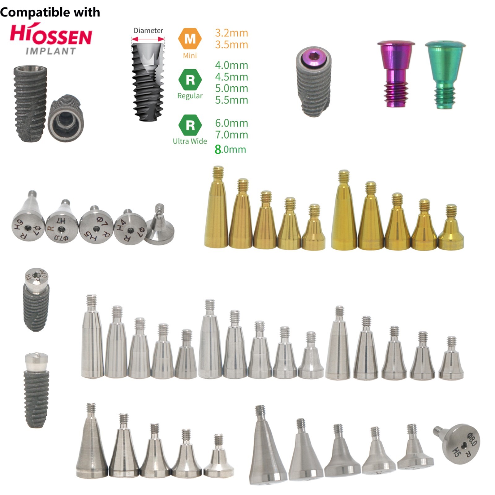 US Osstem Hiossen ET Transfer Analog Healing Abutment Locators fits Mini/Regular