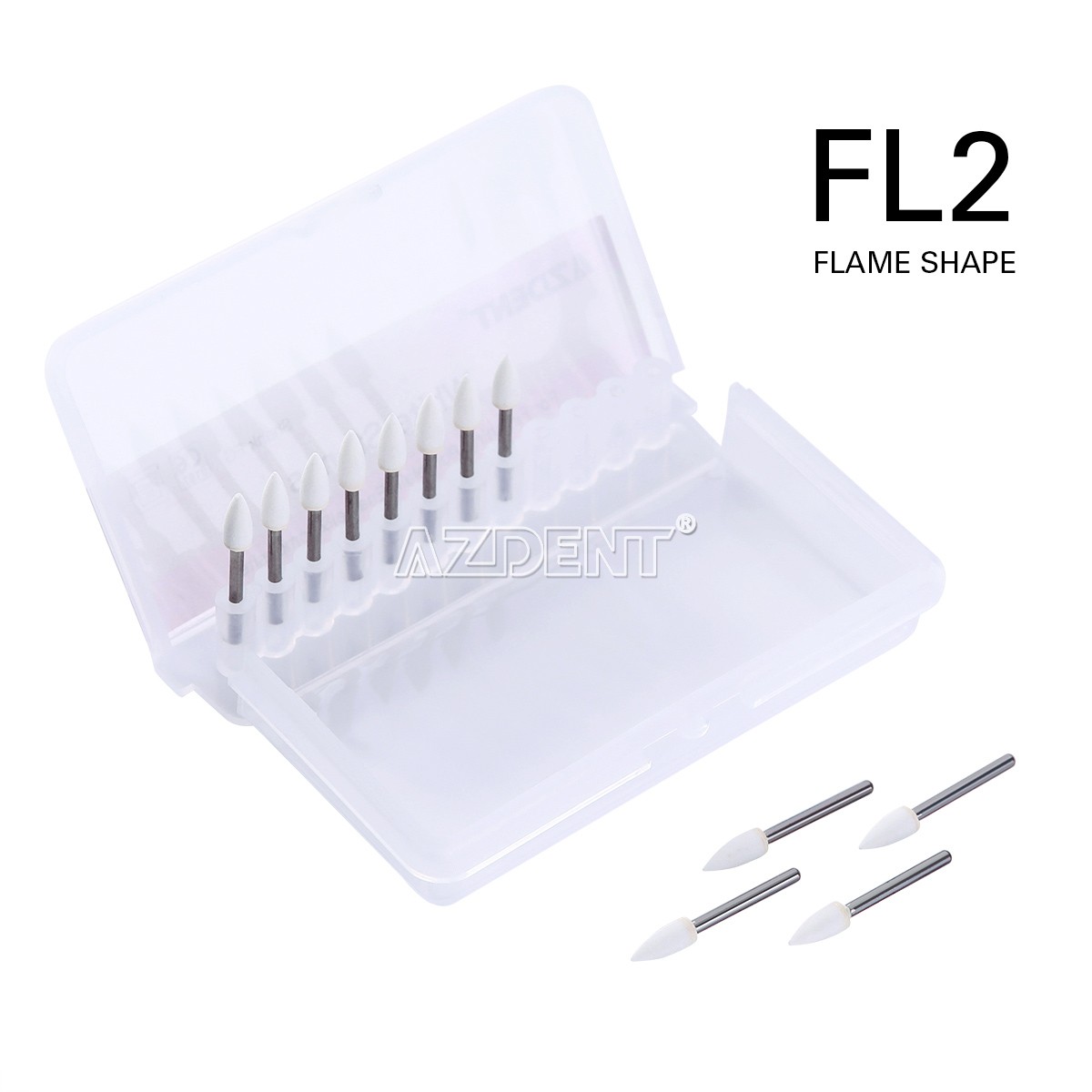 36pcs AZDENT Dental Flame White Stone Polishing FG Burs Abrasion Point Bur FL2