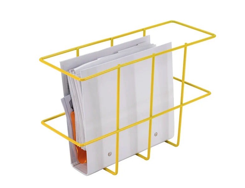 Yellow PVC-Coated Wire 3-Ring Binder Hanging Storage Rack Holder Up To 4″