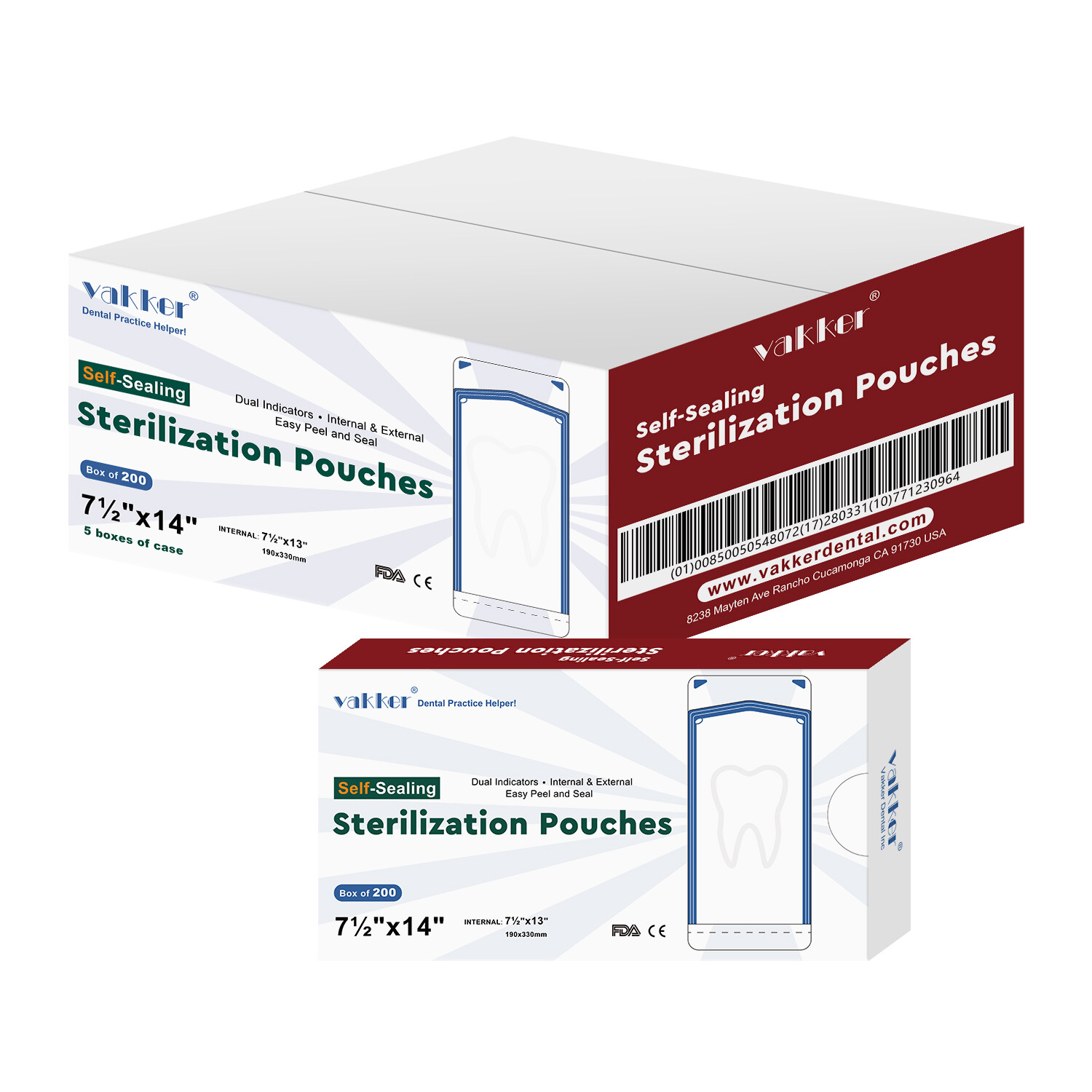 200PC 7.5″ x 14″ Self Sealing Sterilization Pouches Autoclave, Sterilizer Bag