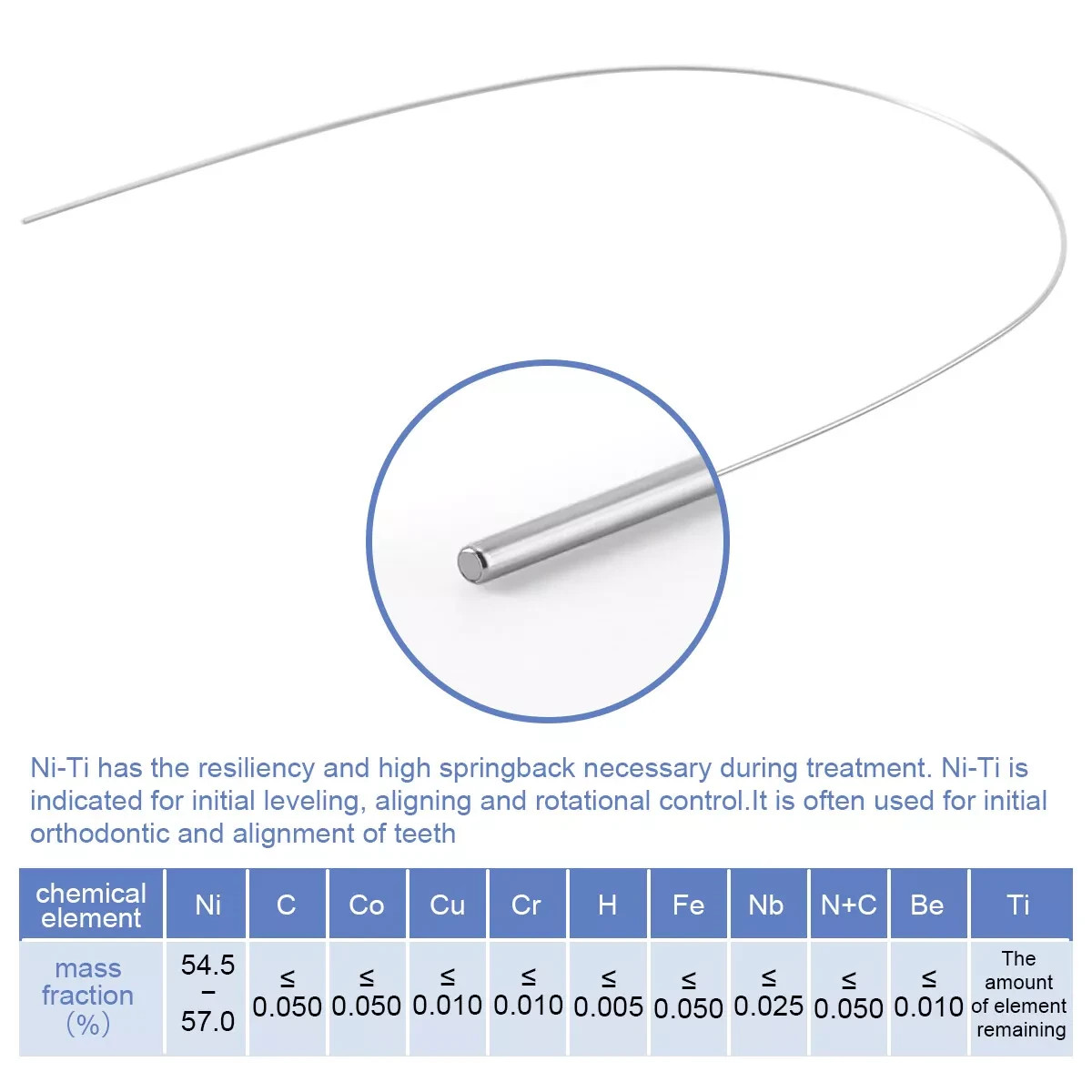 10 Pcs Dental Orthodontic Super Elastic Niti Arch Wire Round 012-020 Upper Lower