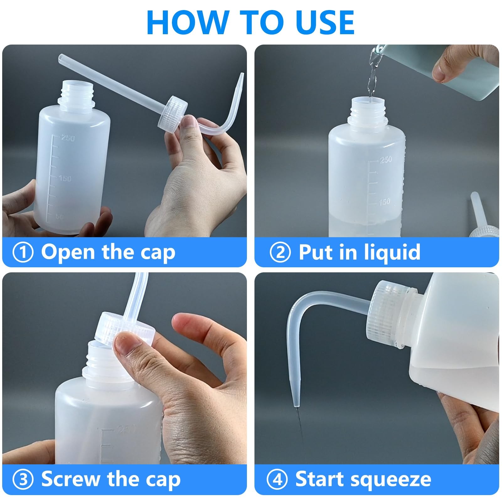 DTDNZKN 2 Pack 8oz 250ml Wash Bottles with Narrow Mouth and Labels – Ideal