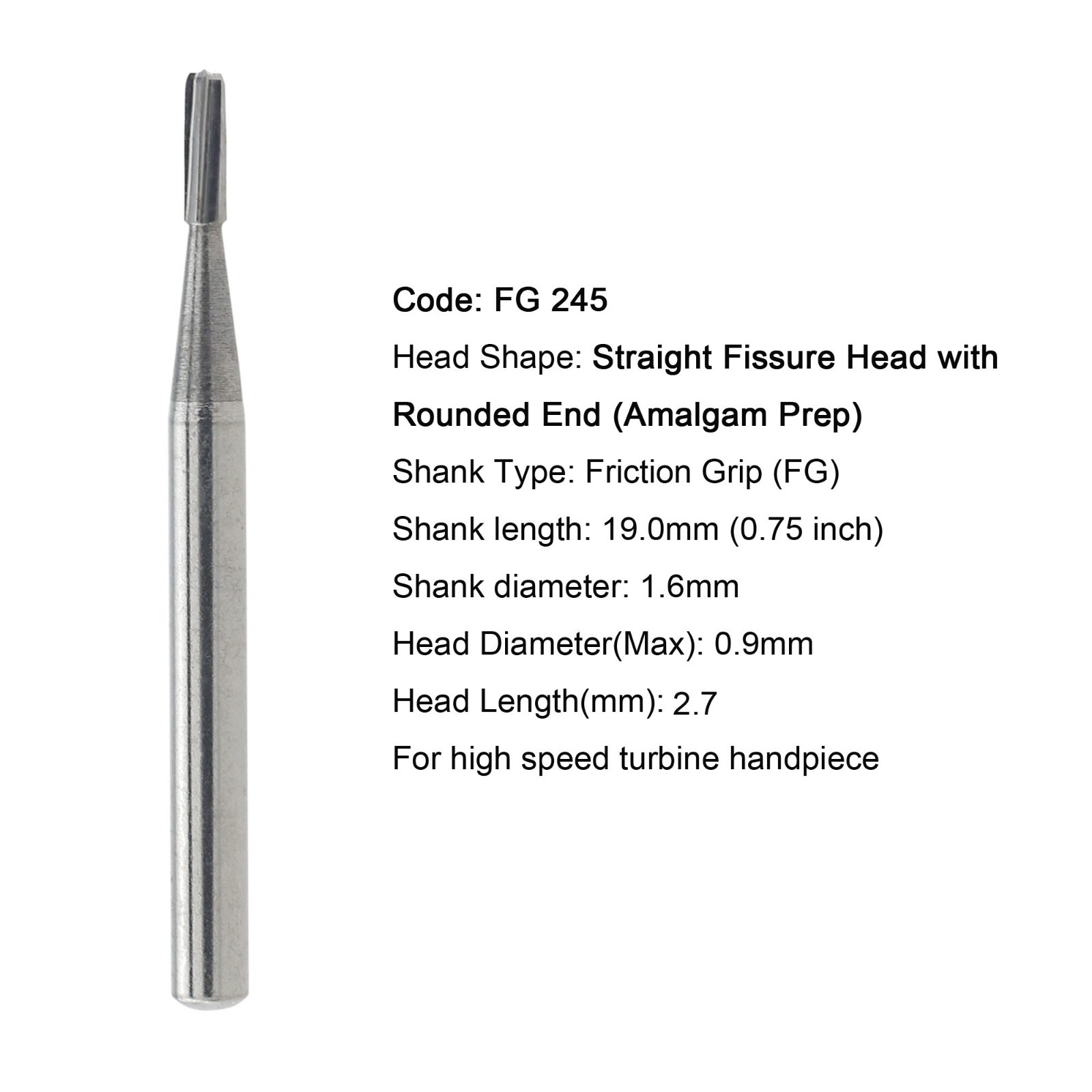 50pcs Dental Carbide Burs Round Friction Grip High Speed FG 245 330 2 4 6 8 557