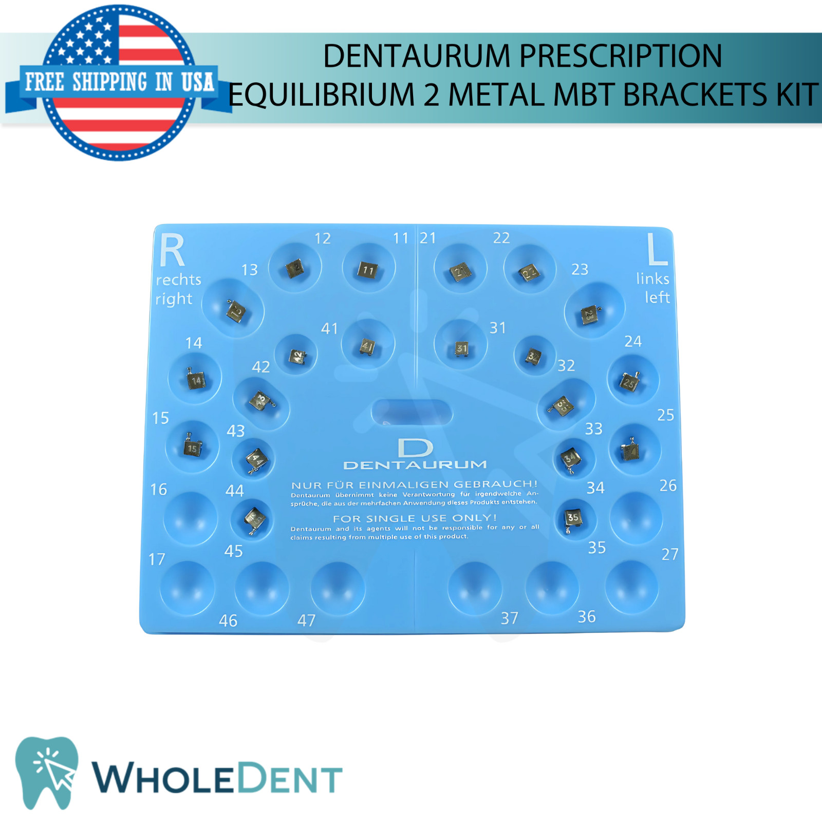 0rthodontic Dental Equilibrium 2 Metal Brackets Kit MBT Prescription 20pcs